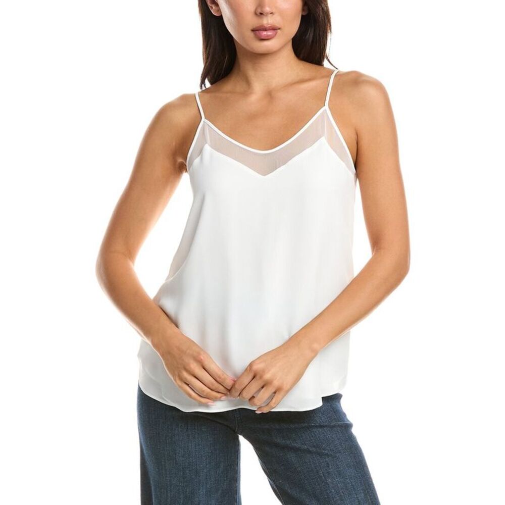T Tahari Womens  Solid Spaghetti Strap Tank Top, Ivory